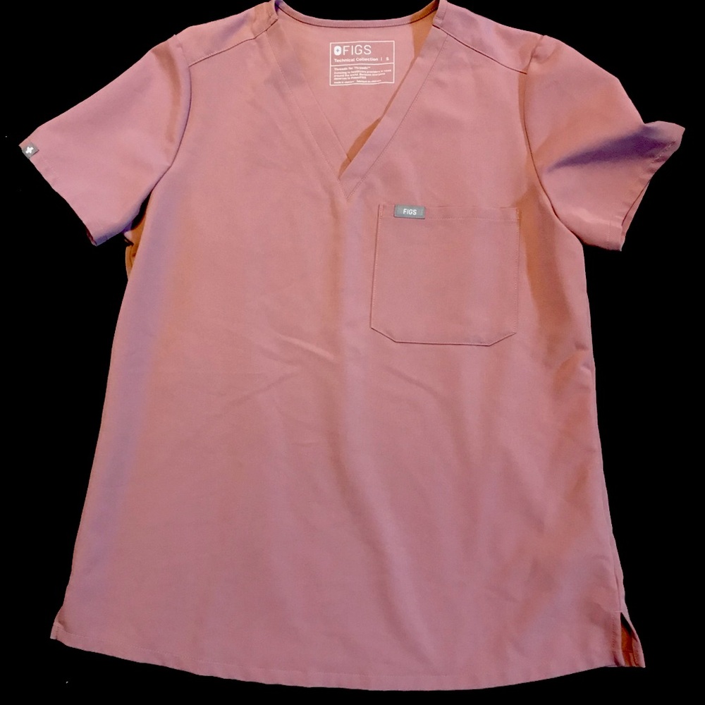 FIGS Dusty Rose V-Neck Scrub Top